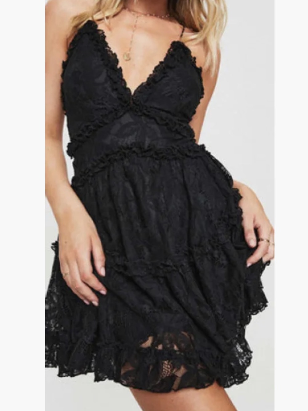 Princess Polly Hollander Black Lace Mini Dress Size 4